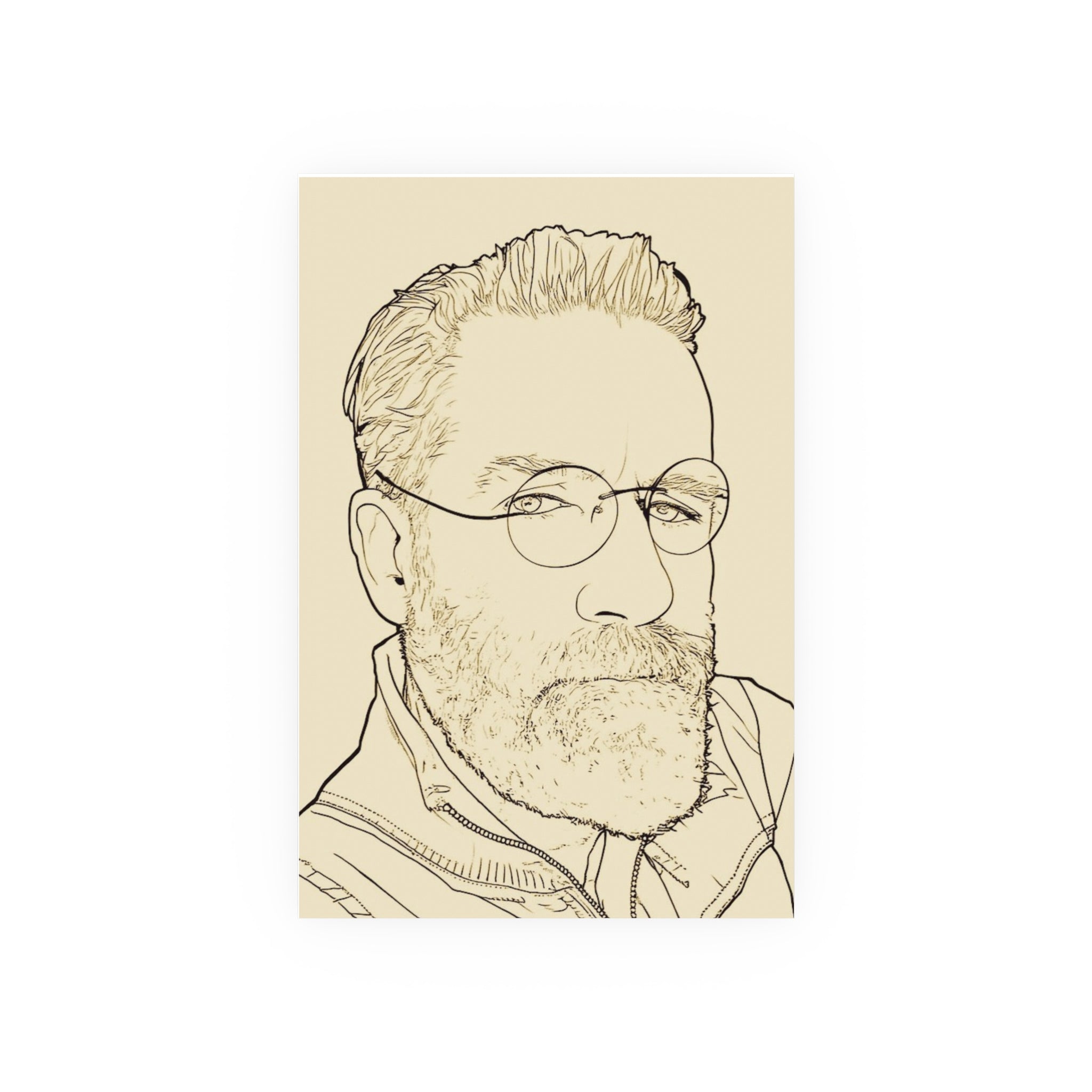 Minimalist Line Art Poster — AI Self Portrait (Satin or Archival Matte)