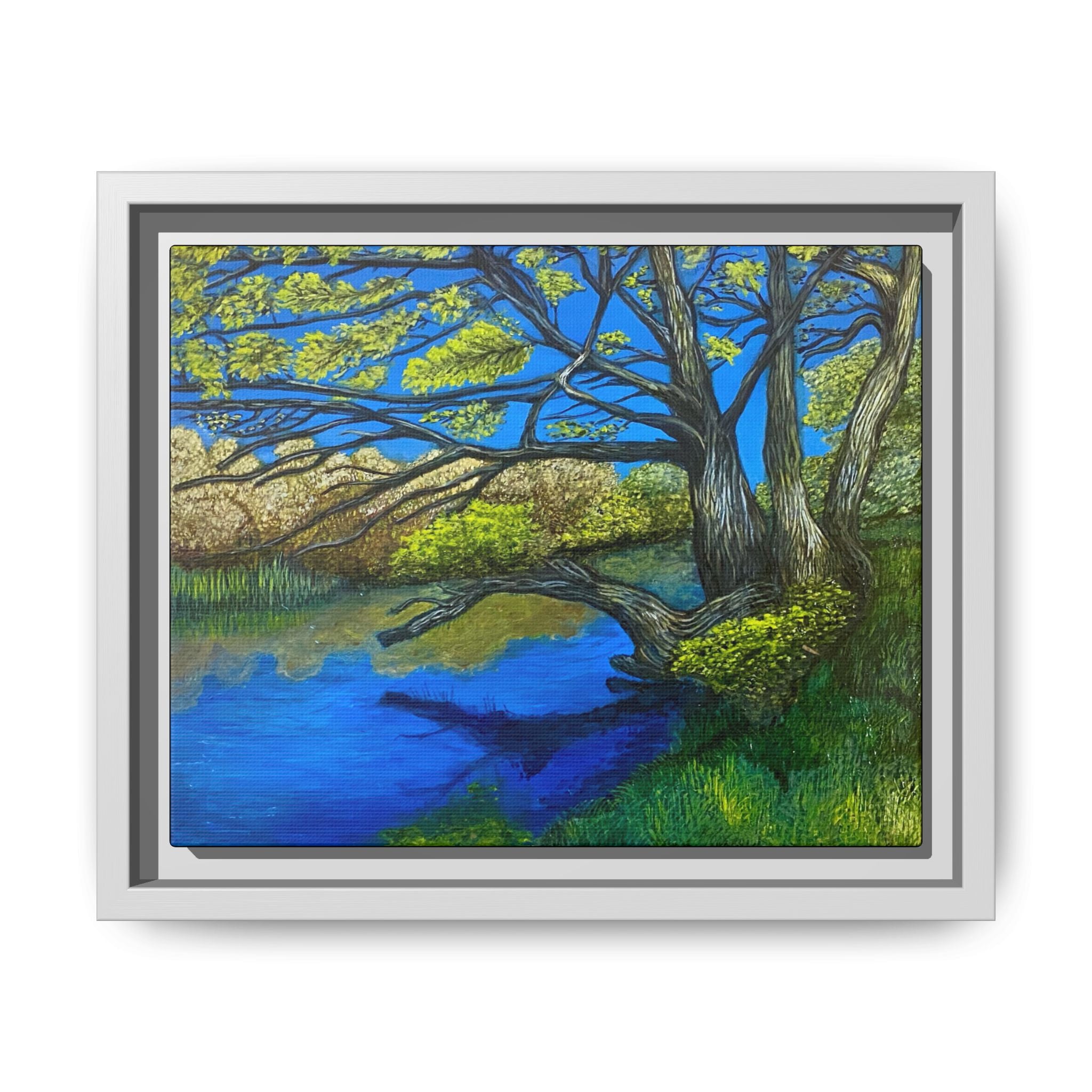 Framed Matte Canvas Print — River Til Landscape